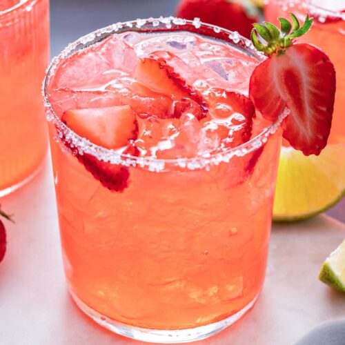 Strawberry Margarita on the Rocks